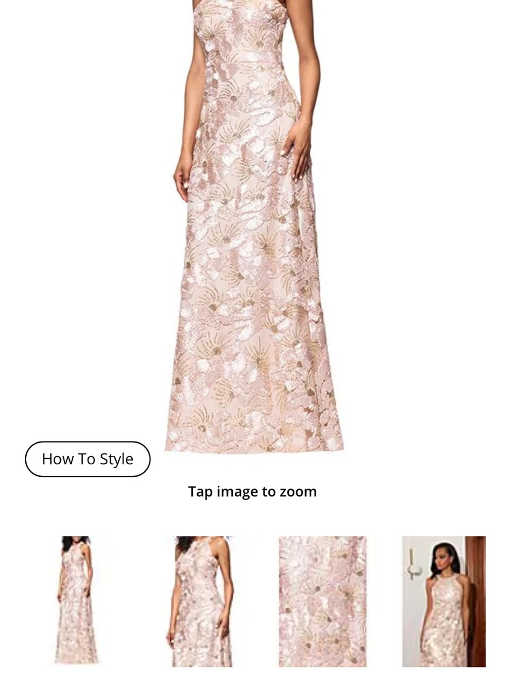 Betsy & Adam Gold Sequin Embellished Halter Wedding Dress